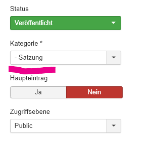 Kategorie Vorauswahl